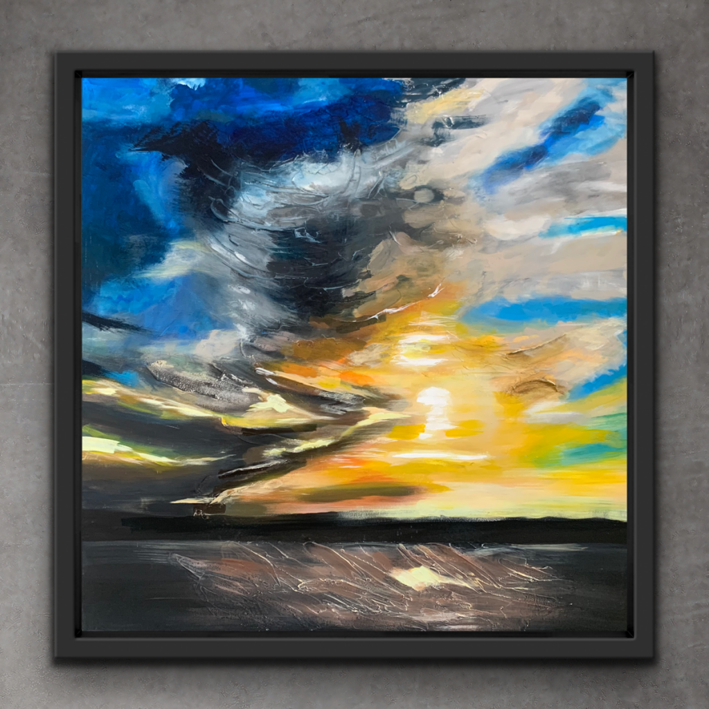 pejzaż przedstawiający morze z niespokojnym niebem