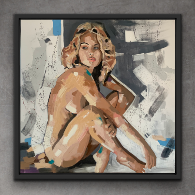 obraz przedstawia siedzącą kobietę, obraz namalowany techniką olejna