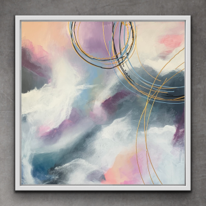 obraz ręcznie malowany, abstrakcja okręgi loft