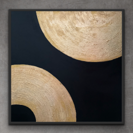 obraz przedstawia złote okręgi w stylu loft