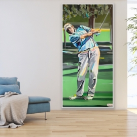 obraz ręcznie malowany golf