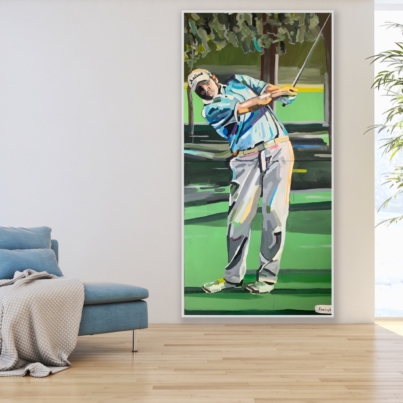 obraz ręcznie malowany golf