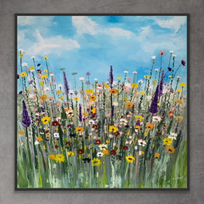 obraz akrylowy, kwiaty na łące